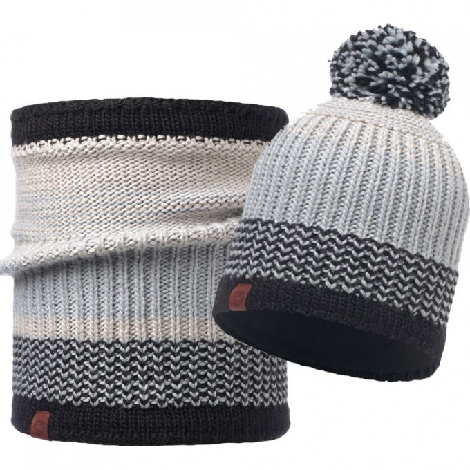 Комплект шапка шарф вязаный с флисом BUFF BORAE GREY 1 1160419371000116040.937.10.00