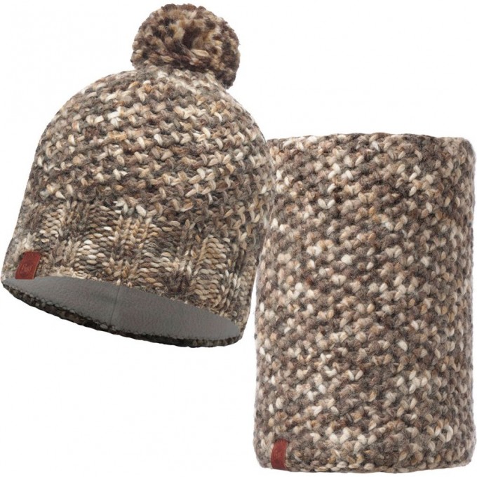 Комплект шапка шарф вязаный с флисом BUFF MARGO BROWN TAUPE 1135133161000_113552.316.10.00