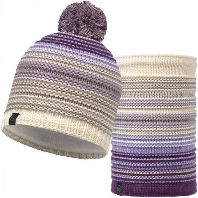 Комплект шапка шарф вязаный с флисом BUFF NEPER VIOLET 1135866191000113347.619.10.00