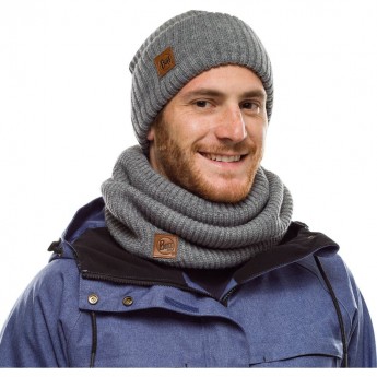 Комплект вязаный шапка-шарф BUFF KNITTED POLAR RUTGER MELANGE GREY