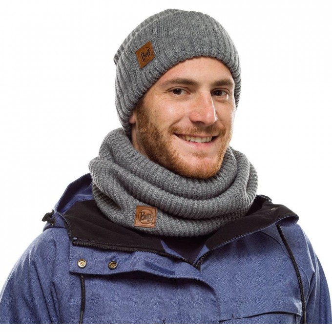 Комплект вязаный шапка-шарф BUFF KNITTED POLAR RUTGER MELANGE GREY 117845.938.10.001