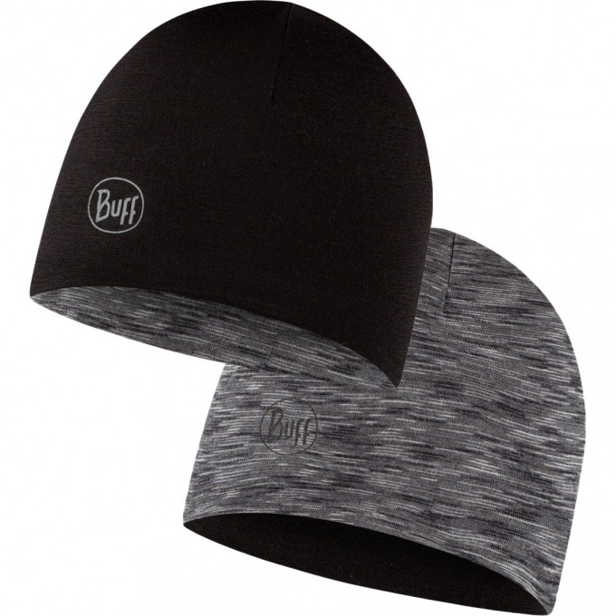 Шапка BUFF LW MERINO WOOL REVERSIBLE HAT BLACK-GRAPHITE MULTISTRIPES 123325.999.10.00